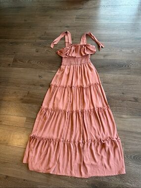 Altar'd State Rose Pink Smocked Tiered Maxi Dress